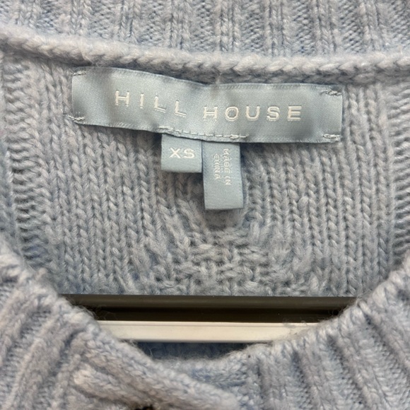 Hill House Cropped knit w/ pearl detail buttons. Baby blue. Puff sleeves. - Picture 3 of 4